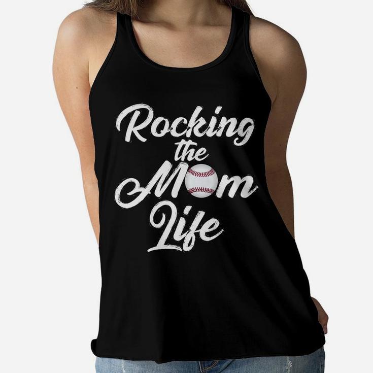 Baseball Mama Rocking The Baseball Mom Life Gift  Ladies Flowy Tank