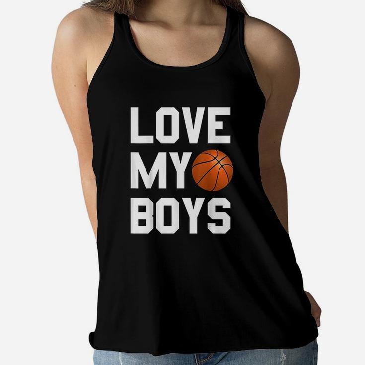 Basketball Dad Mom Funny Gift Love My Boys Ladies Flowy Tank