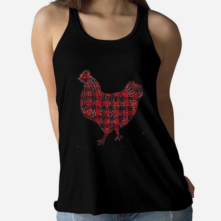 Blessed Mama Mama Rules The Roost Letter Print Plaid Chicken Mom Life Ladies Flowy Tank