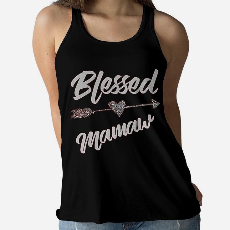 Blessed Mamaw Thanksgiving Funny Mother Wife Gift Ladies Flowy Tank