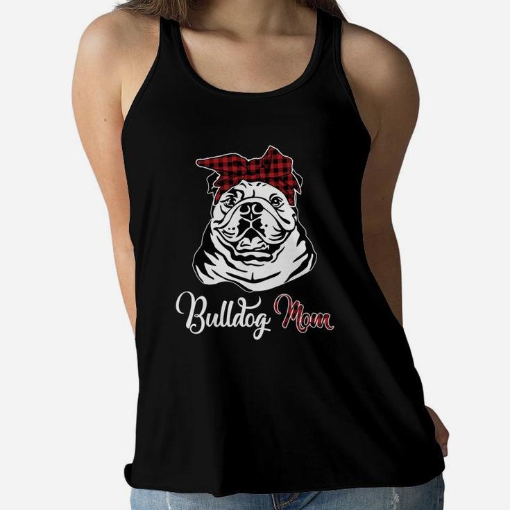 Buffalo Plaid Bulldog Mom Dog Mother Ladies Flowy Tank