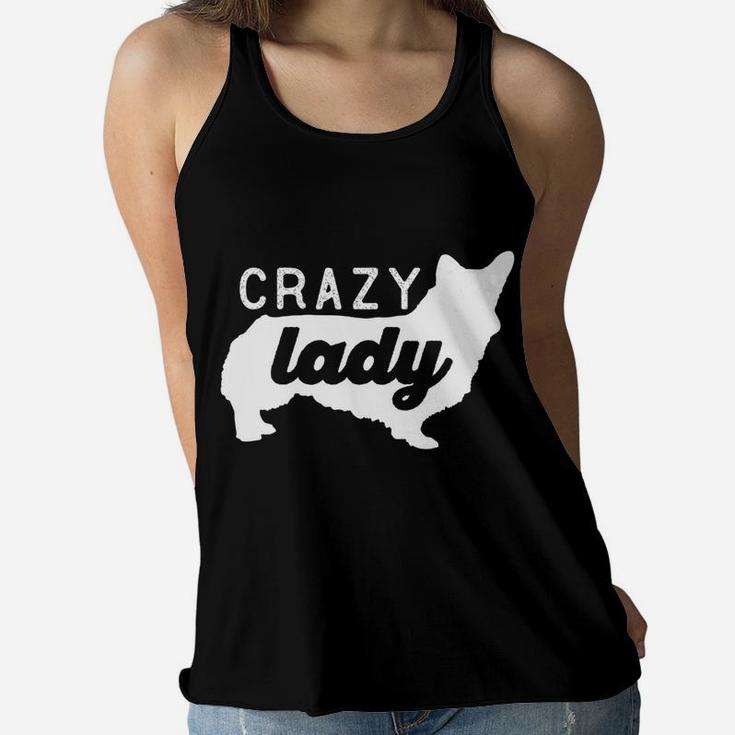 Crazy Corgi Lady Dog Mom Mama Corgi Lover Ladies Flowy Tank