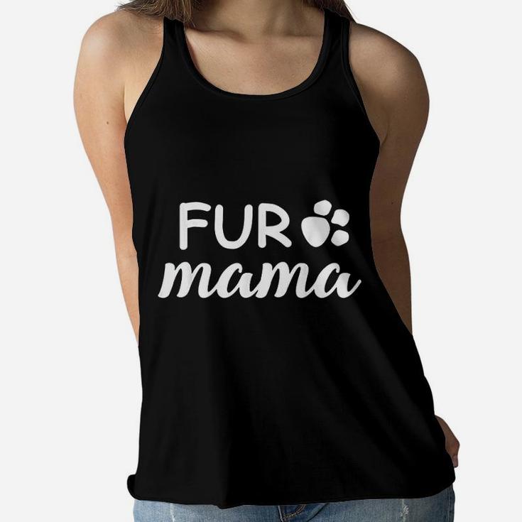 Cute Dog Mom Gift Fur Mama Paw Print Mothers Gift Ladies Flowy Tank