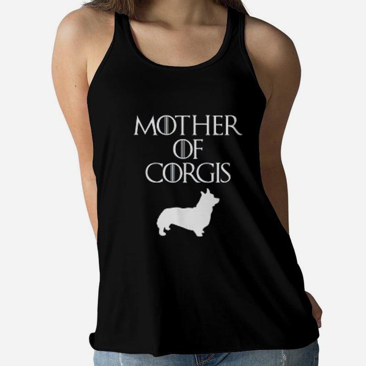 Cute Unique White Mother Of Corgis Ladies Flowy Tank