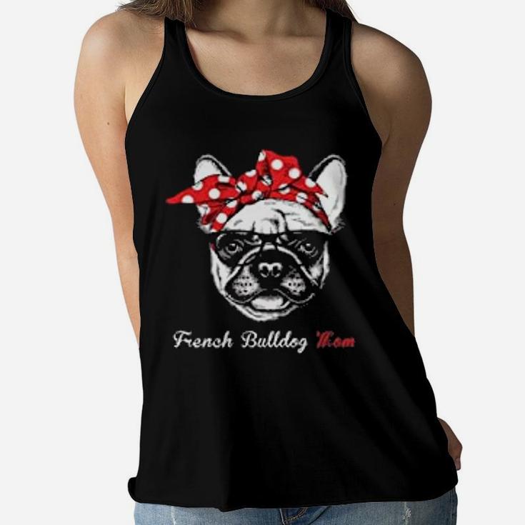 French Bulldog Mom Red Bowtie Ladies Flowy Tank