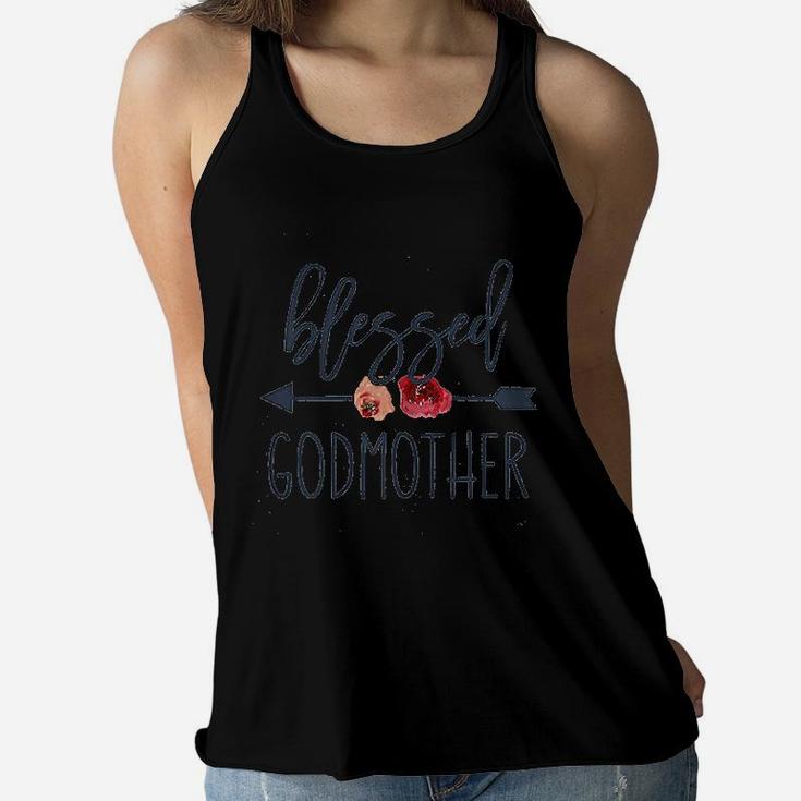 Funny Godmother Saying For Mothers Day Blessed Godmother Ladies Flowy Tank
