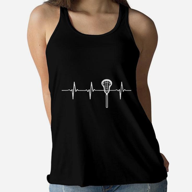 Funny Heartbeat Lacrosse Player Gift Dad Mom Love Ladies Flowy Tank
