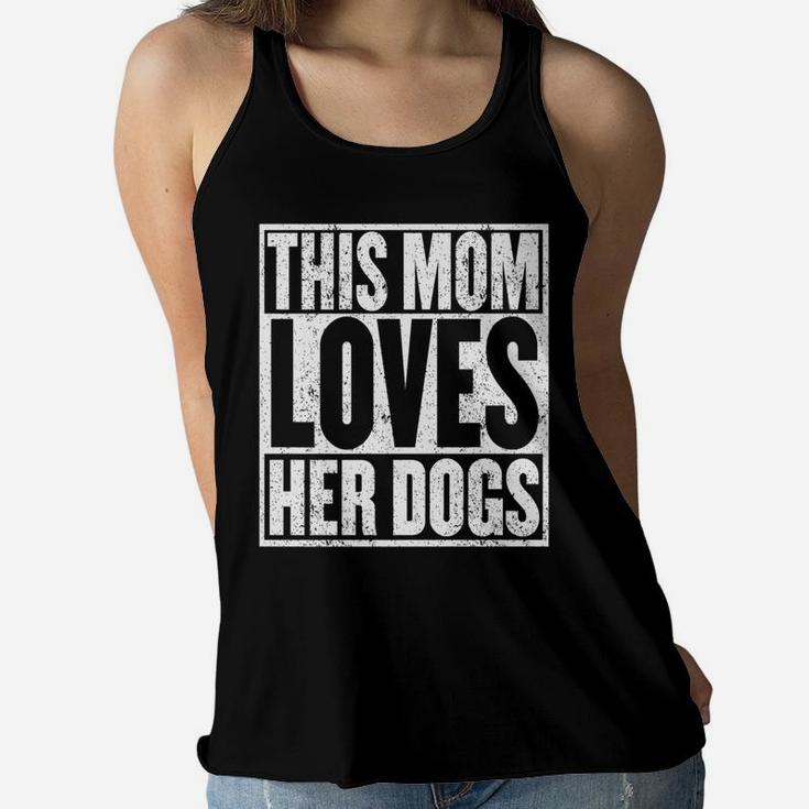 Funny Mom Puppy Dog Lovers Pet Mother Loves Dogs  Ladies Flowy Tank
