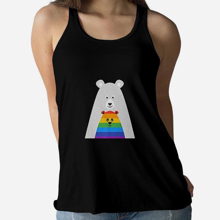 Gay Pride Mama And Baby Bear Ladies Flowy Tank