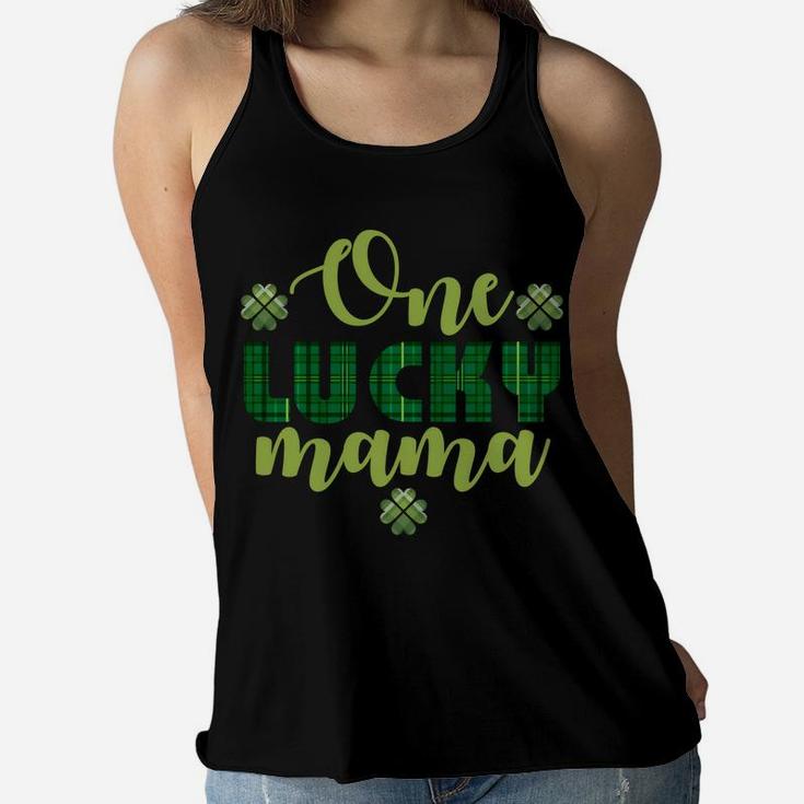 Green Plaid One Lucky Mama For St Patricks Day Gift Ladies Flowy Tank
