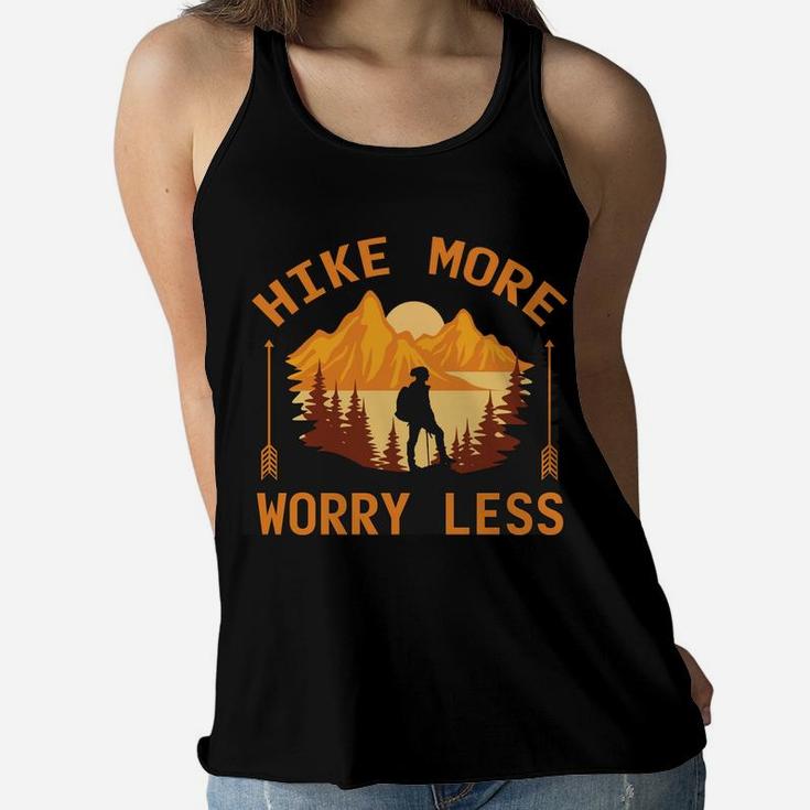 Hike More Worry Less Mountain Hiking Travel Lovers Women Flowy Tank