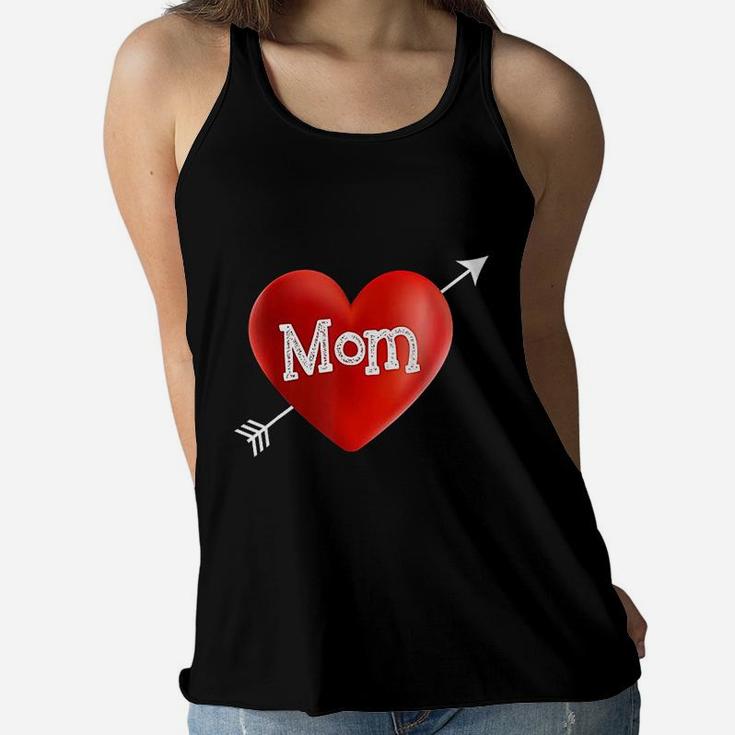 I Love My Mom Is My Valentine Day Heart Mothers Day Gift Ladies Flowy Tank
