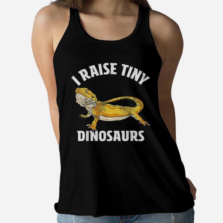 I Raise Tiny Dinosaurs Bearded Dragon Mom Dad Ladies Flowy Tank
