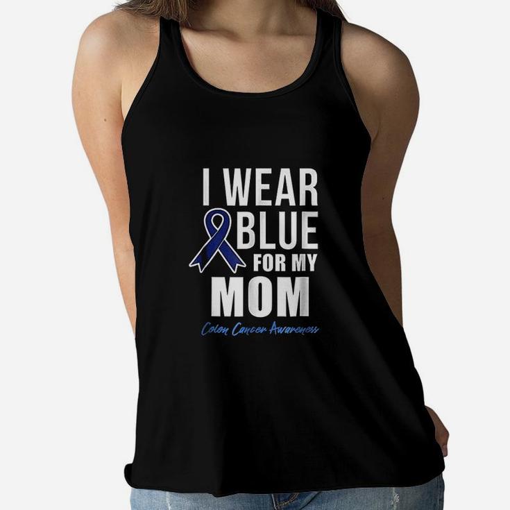 I Wear Blue For My  Mom Ladies Flowy Tank