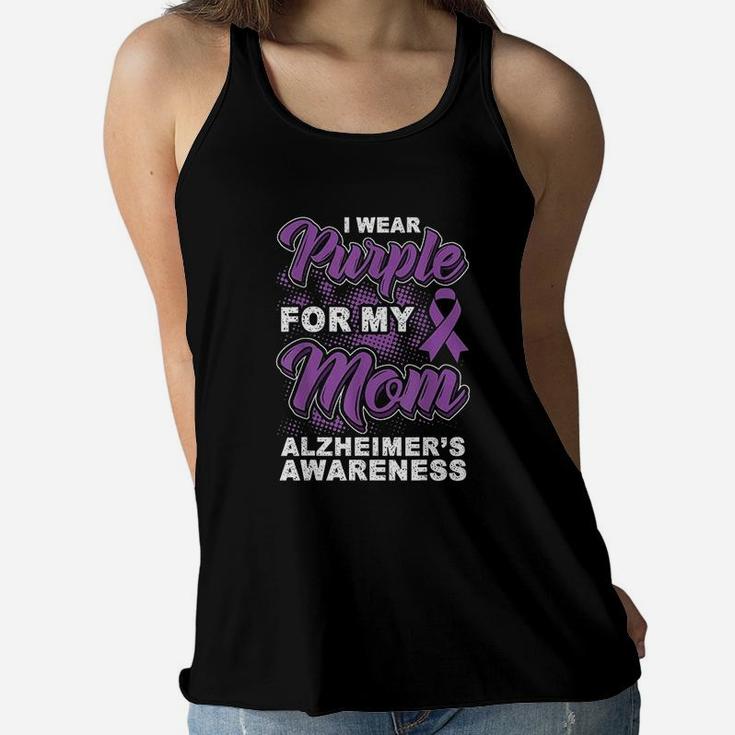 I Wear Purple For My Mom Awareness Gift Ladies Flowy Tank