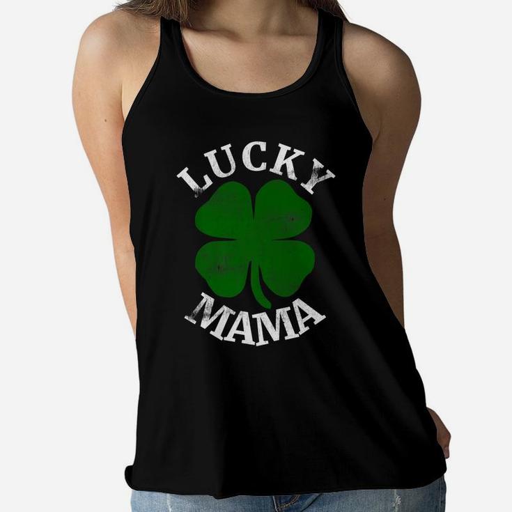 Lucky Mama St Patricks Day Mom Women Hers Shamrock Ladies Flowy Tank