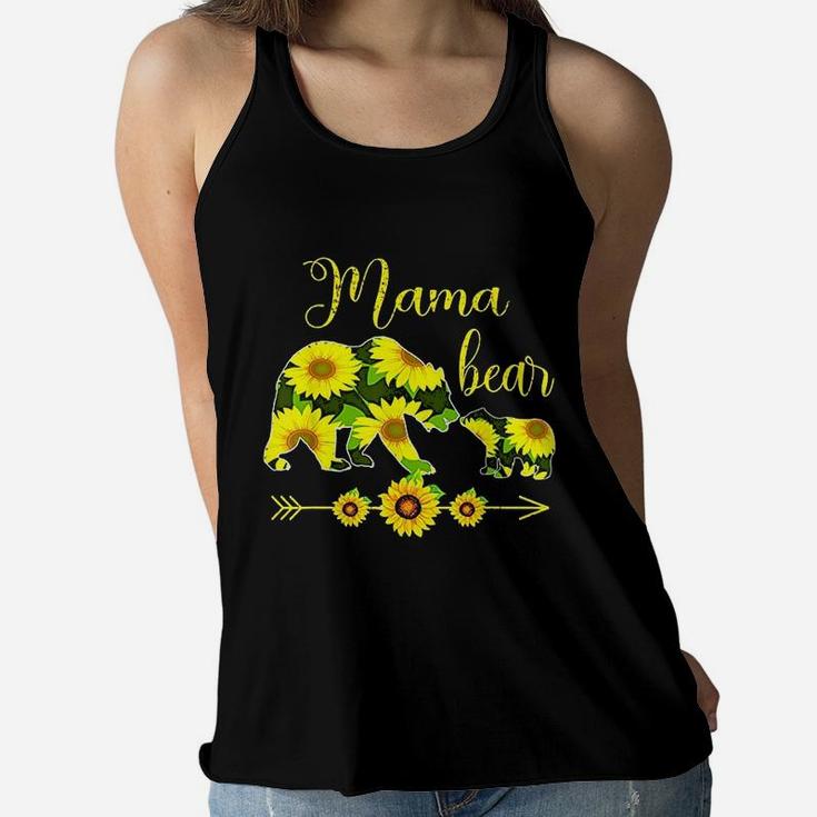 Mama Bear Sunflower Ladies Flowy Tank