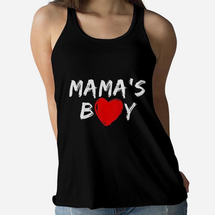 Mamas Boy Heart Valentines Day Ladies Flowy Tank