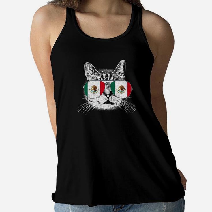 Mexican Flag Cinco De Mayo Mexico Flag Meow Fur Mom Dad Gift Premium Ladies Flowy Tank