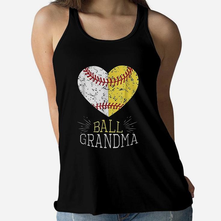 Mom Funny Baseball Ball Funny Grandma Softball Gifts Ladies Flowy Tank