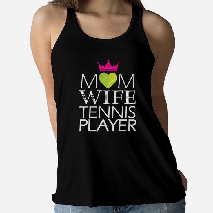 Mom Wife Tennis Player Simple Art Ladies Flowy Tank