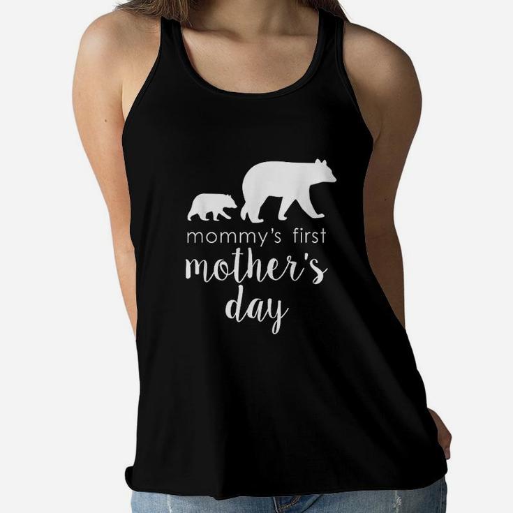 Mommys First Mothers Day Bear Mothers Gift Mama Ladies Flowy Tank