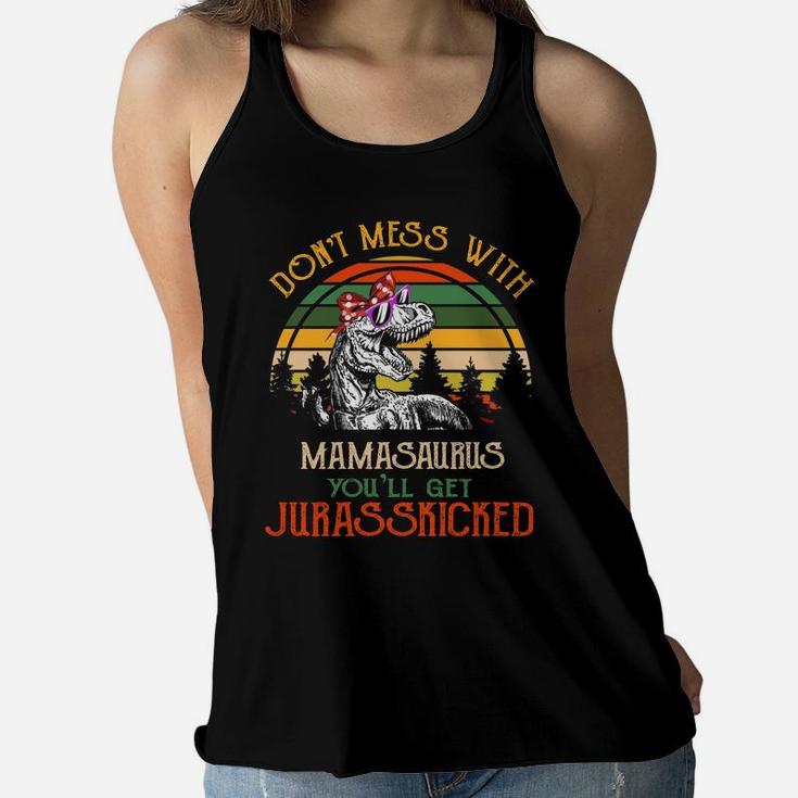 Mother's Day Gift, Don't mess with Mamasaurus, Gifts for Mom Ladies Flowy Tank