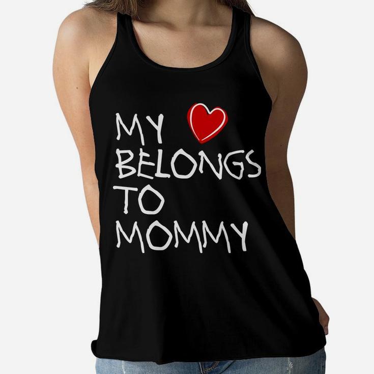 Mothers Day Gifts Daughter My Heart Belongs To Mommy Ladies Flowy Tank