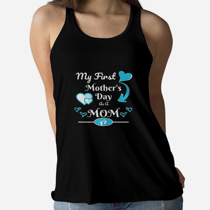 My First Mothers Day As Mom 2021 Ladies Flowy Tank