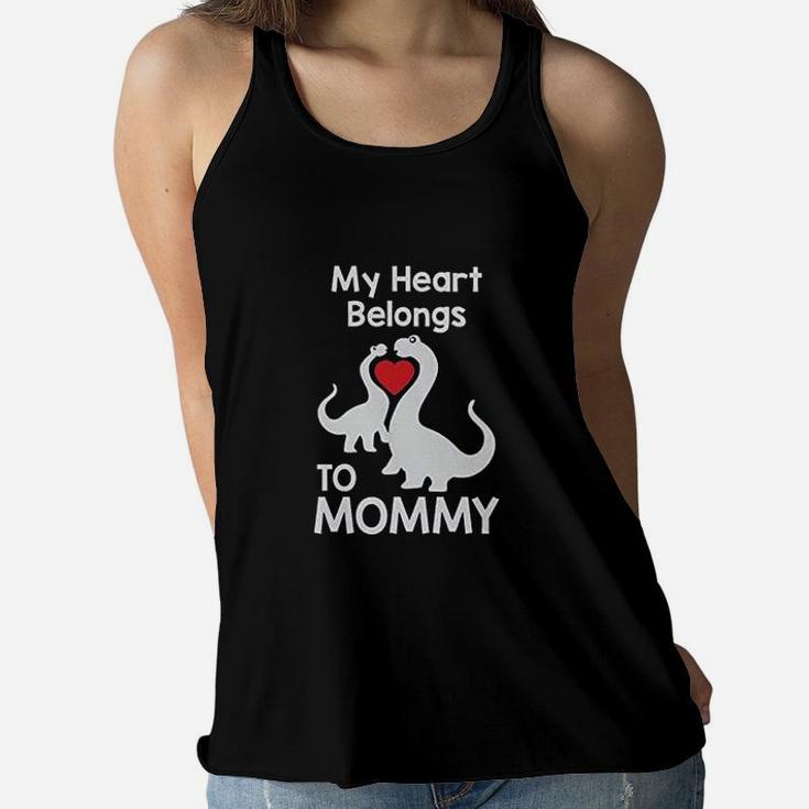 My Heart Belongs To Mommy T-rex Love Ladies Flowy Tank