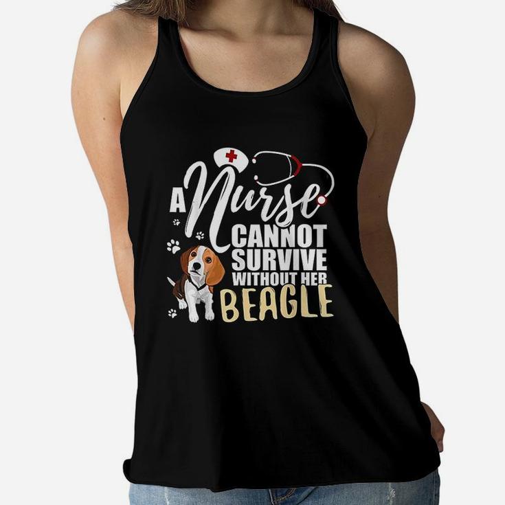 Nurse Dog Mom Beagle Nursing Cannot Survive Ladies Flowy Tank