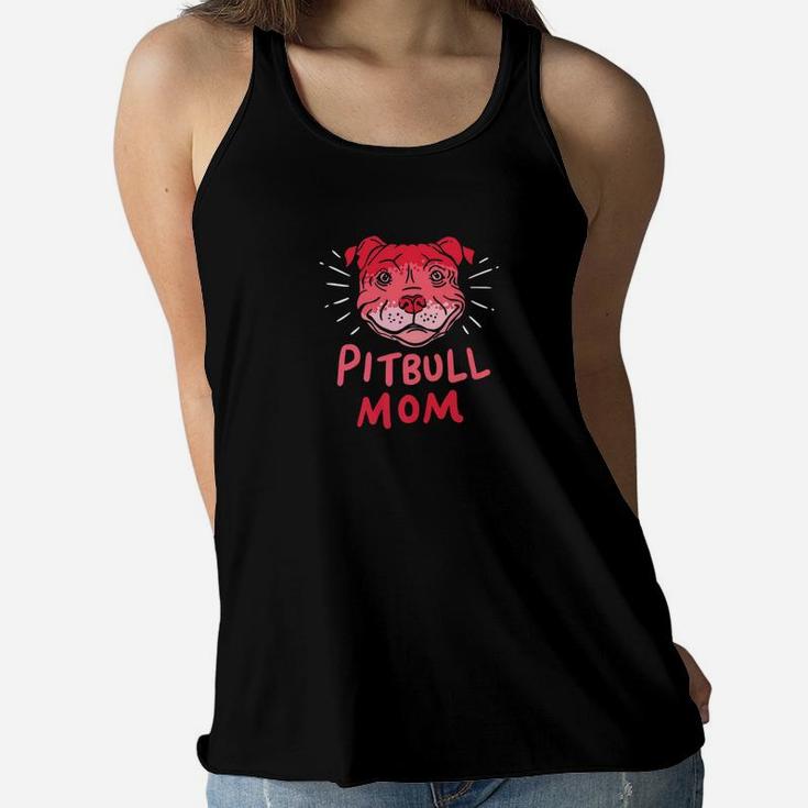 Pitbull Mom Funny Dog Lover Pit Bull Mother Shirt Ladies Flowy Tank