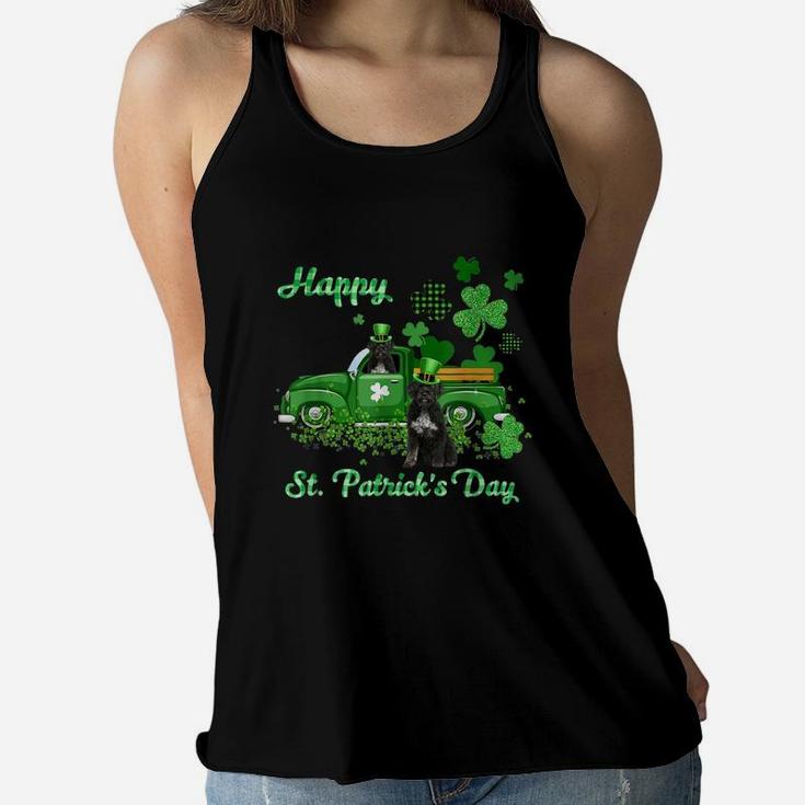 Portuguese Water Dog Riding Green Truck St Patricks Day Dog Lovers Gift Women Flowy Tank