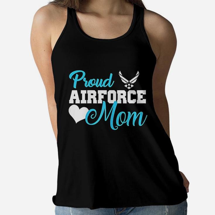 Proud Air Force Mom Heart Military Ladies Flowy Tank