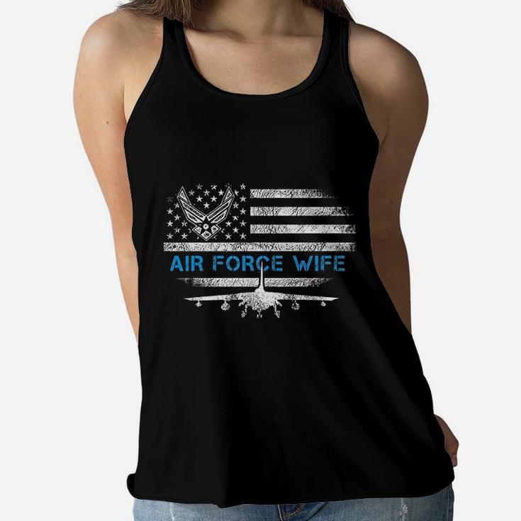 Proud Air Force Wife Veteran Flag Gift Ladies Flowy Tank