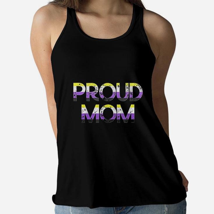Proud Mom Nonbinary Pride Flag Lgbt Mothers Day Ladies Flowy Tank