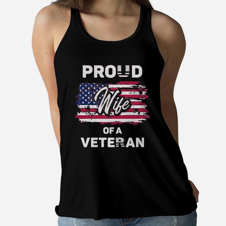 Proud Wife Of A Veteran Women Ladies Flowy Tank