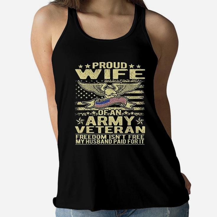 Proud Wife Of An Army Veteran Ladies Flowy Tank