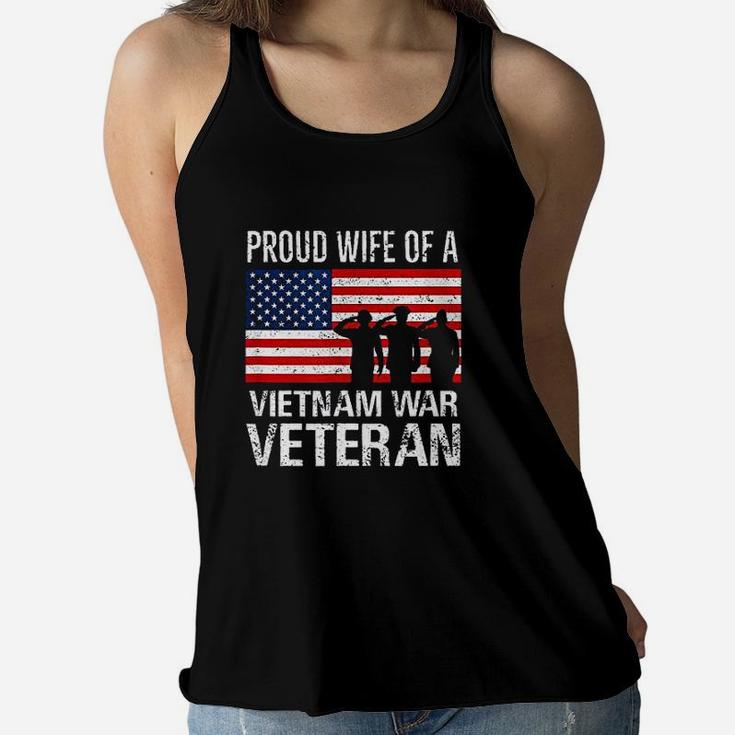 Proud Wife Vietnam War Veteran Husband Wives Matching Design Ladies Flowy Tank