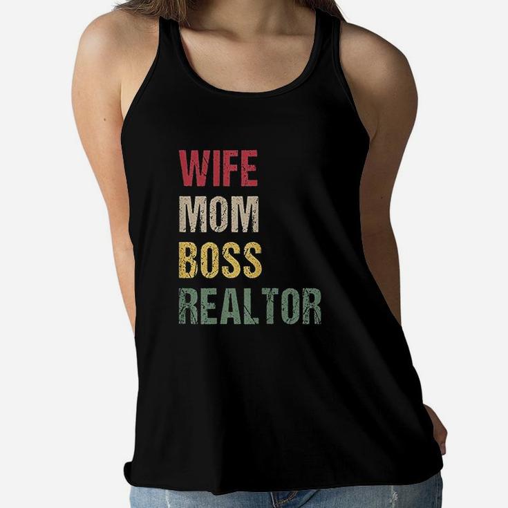 Realtor Mom Shirt Wife Mom Boss Realtor Ladies Flowy Tank
