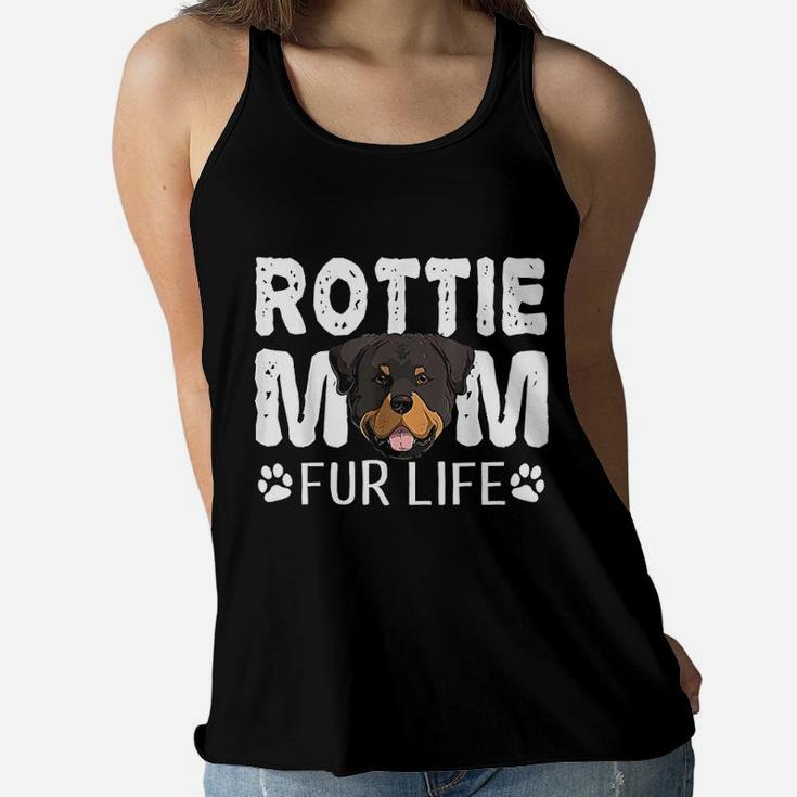 Rottie Mom Fur Life Dog Pun Rottweiler Funny Cute Design Ladies Flowy Tank
