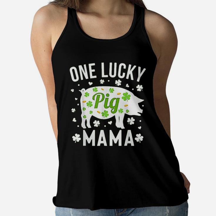 St Patricks Day Pig One Lucky Mama Mom Gift Ladies Flowy Tank