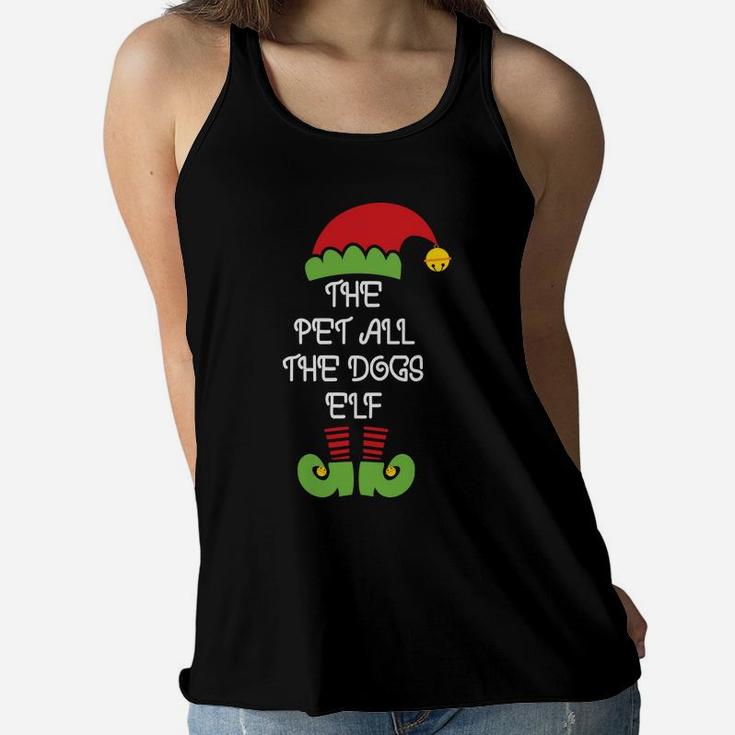 The Pet All The Dogs Elf Matching Family Christmas Women Flowy Tank