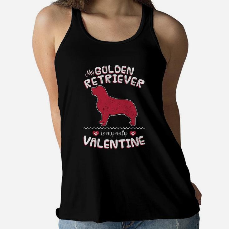 Valentine Shirt For Golden Retriever Dad Or Mom Ladies Flowy Tank