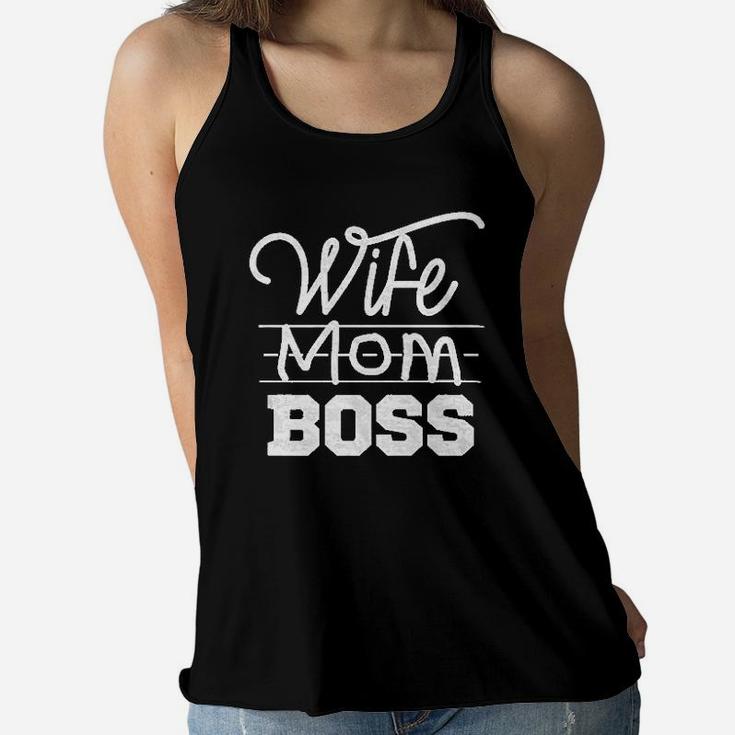 Wife Mom Boss Burnout Ladies Flowy Tank