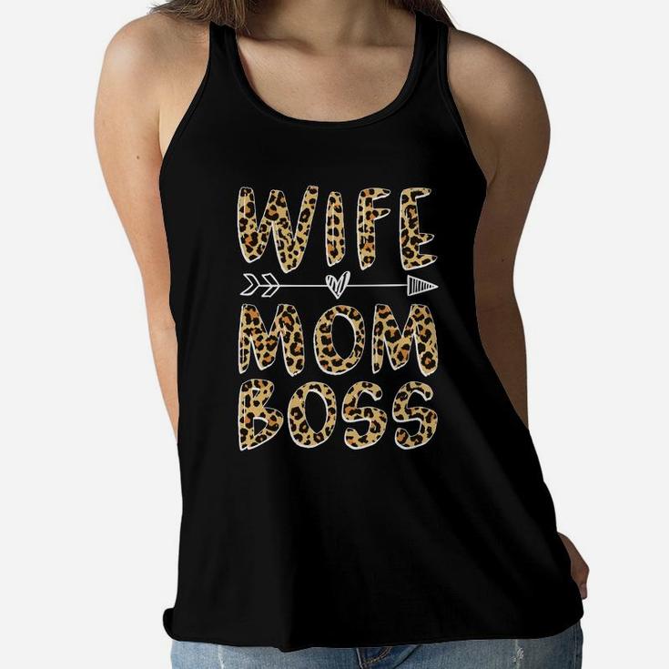 Wife Mom Boss Funny Gift Leopard Ladies Flowy Tank