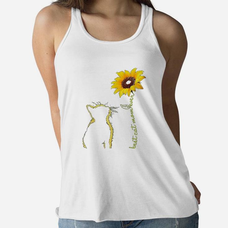 Best Cat Mom Ever Sunflower Mothers Day Gifts For Cat Lover Ladies Flowy Tank