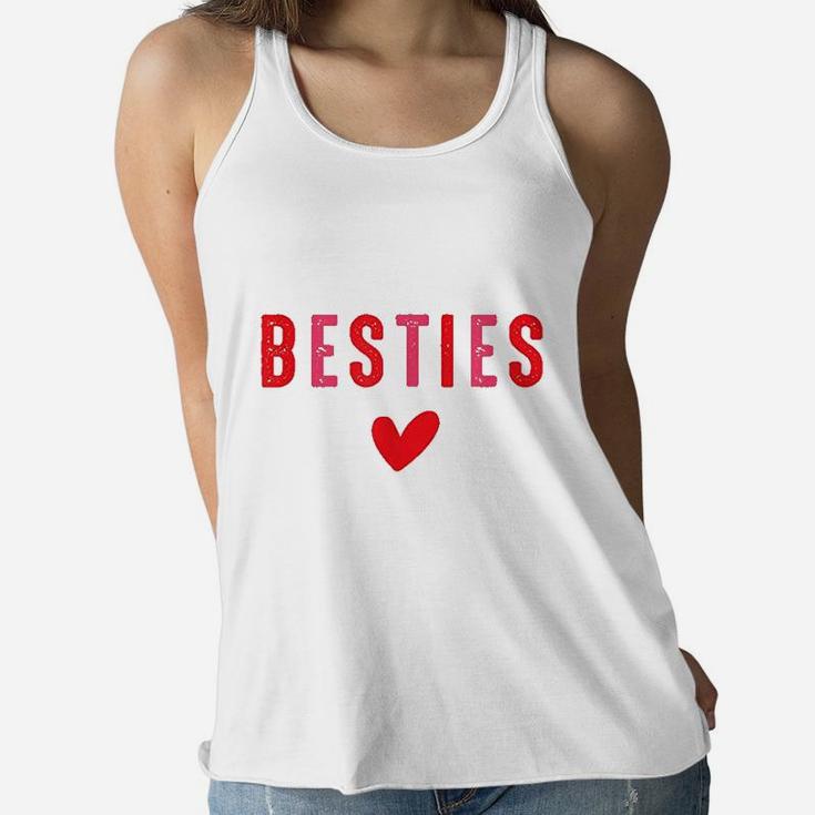 Besties Cute Matching Mother Daughter Friend Valentine Day Ladies Flowy Tank