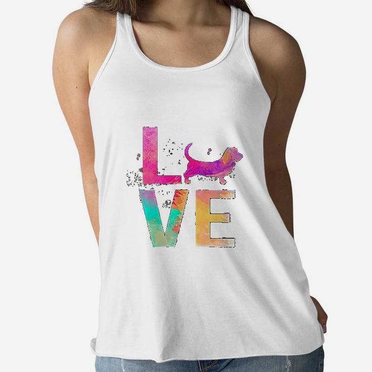 Colorful Basset Hound Dog Mom Gifts Basset Hound Ladies Flowy Tank