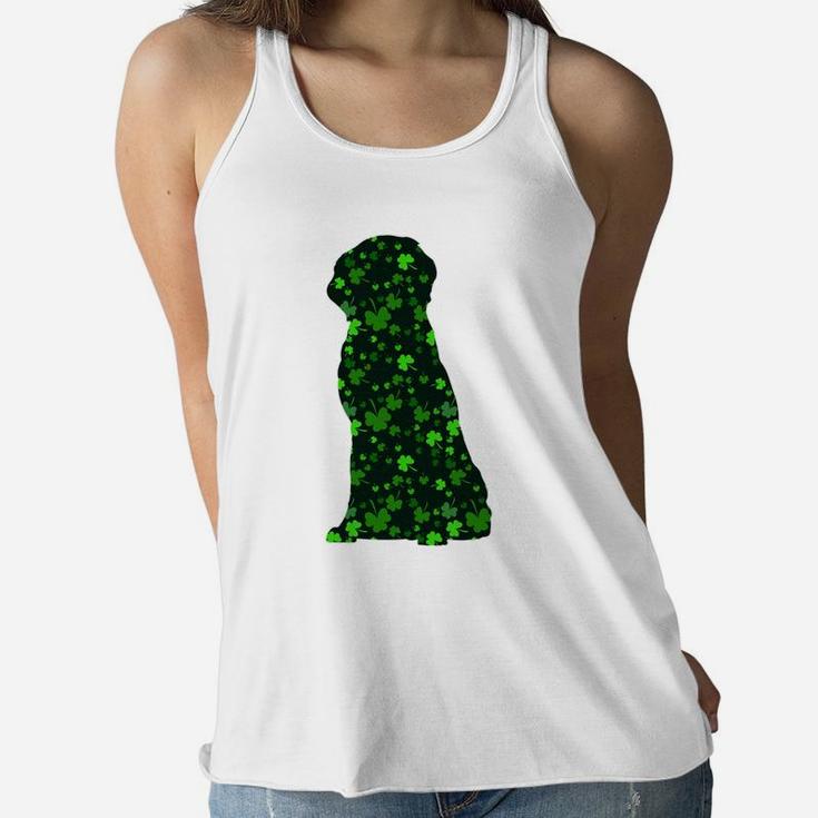 Cute Shamrock Golden Retriever Mom Dad Gift St Patricks Day Awesome Dog Lovers Gift Ladies Flowy Tank